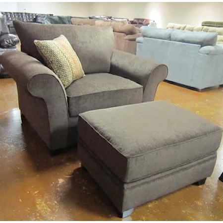 Casual Pillow Back Chair and Ottoman Set
